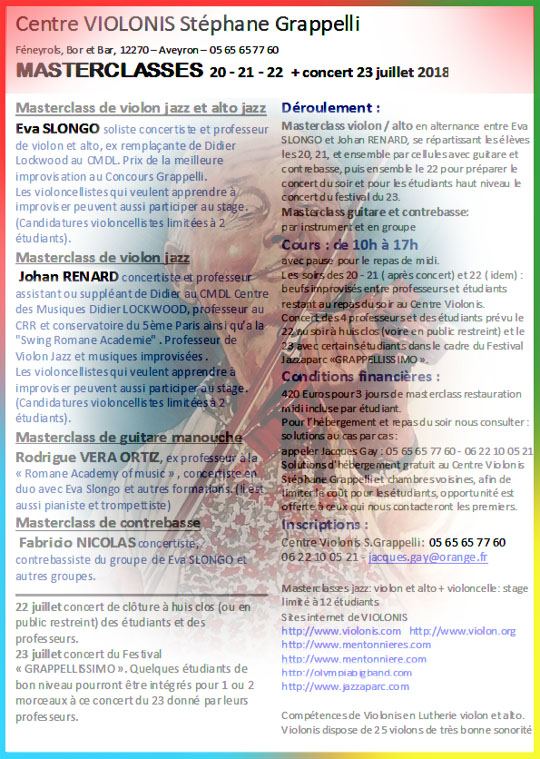 affichette masterclass juillet 2018