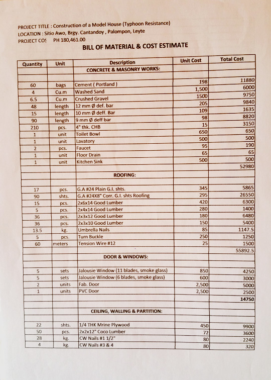 devis coût d'une maison