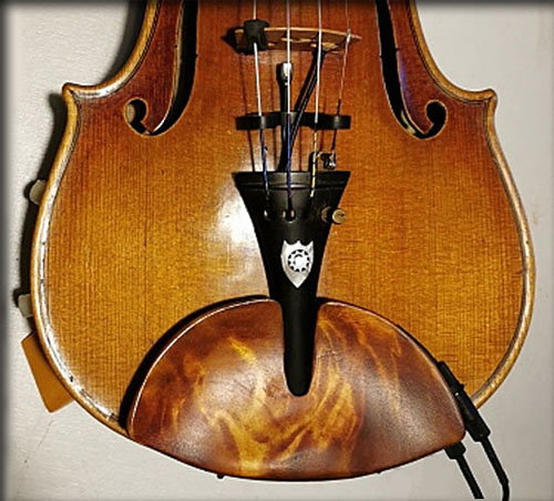 Connector for mic Stat V and DPA SCO61 on special chinrest made by Jacques GAY