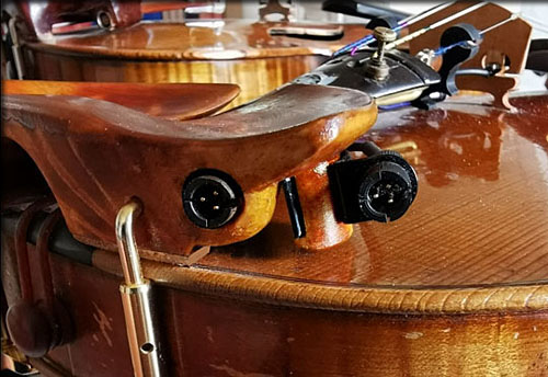 Double connecteurs pour micros violon sur mentonniere Jacques Gay