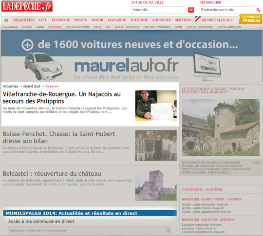 Ladepeche 23 mars aide aux philippins